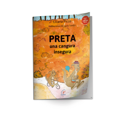 ¿Tenés hermanos menores? ¿Recordás qué sentiste cuando llegaron a la familia? Te voy a contar la historia de una cangurita que se sintió muy insegura cuando nació su hermanito. Conocerás a Mema y Mamo, los padres de Preta, a todos sus amigos y a la señorita Ghada, una extraña camella blanca. ¡A leer! Para poder CRECER. Colección "Cuentos para crecer leyendo": PRETA una cangura insegura es el tomo 4 de esta colección que está inspirada en el Test Proyectivo CAT-A de Bellack y Bellack (1949). Son historias en donde los niños podrán identificarse con los personajes y sus emociones , descubriendo herramientas para intentar solucionar sus conflictos infantiles temporarios, guiándolos así en la aventura de la vida. Los padres podrán encontrar en estos cuentos vivencias de su niño interior y comprensión para acompañar al crecimiento de sus retoños.